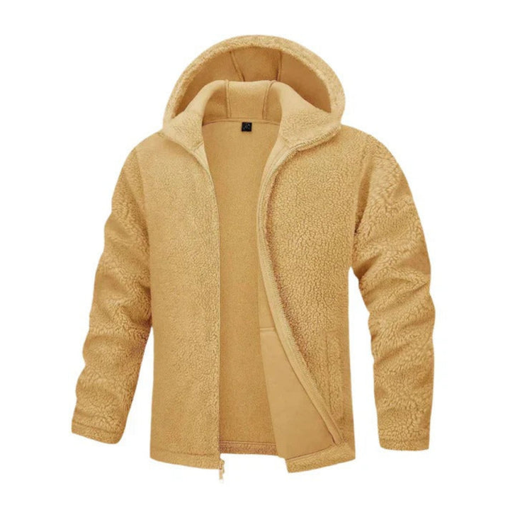 Stylish plush men's warm hoodie with soft lining, relaxed fit, and trendy design for autumn comfort.








