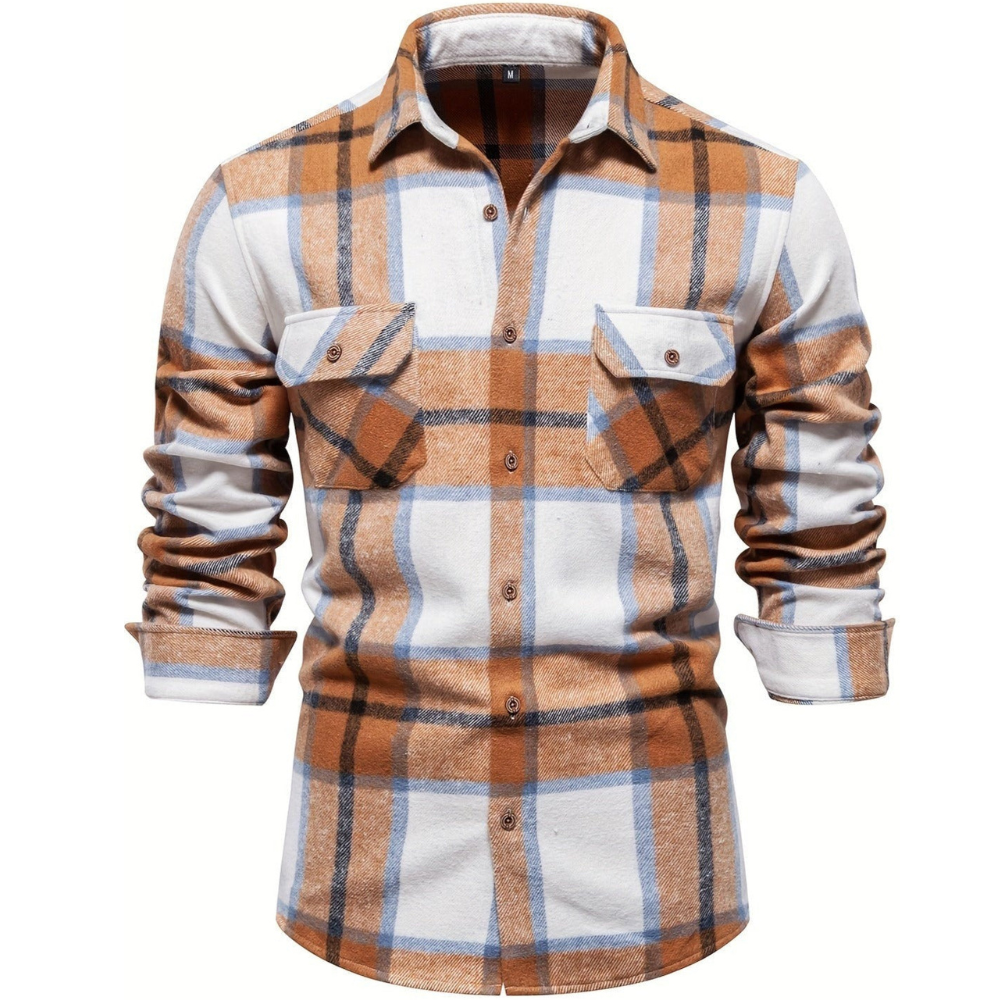 Trendy plaid summer shirt for men with breathable, lightweight fabric and stylish relaxed fit.









