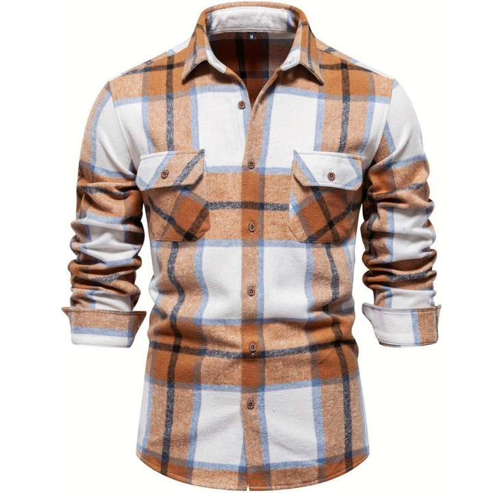 Trendy plaid summer shirt for men with breathable, lightweight fabric and stylish relaxed fit.








