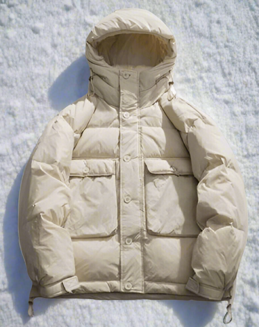 Waterproof men's puffer jacket with insulated design and modern fit, ideal for stylish autumn days.