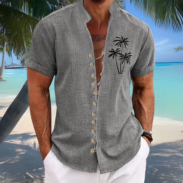  Breathable palm tree shirt with lightweight fabric and a relaxed fit, perfect for summer days.
