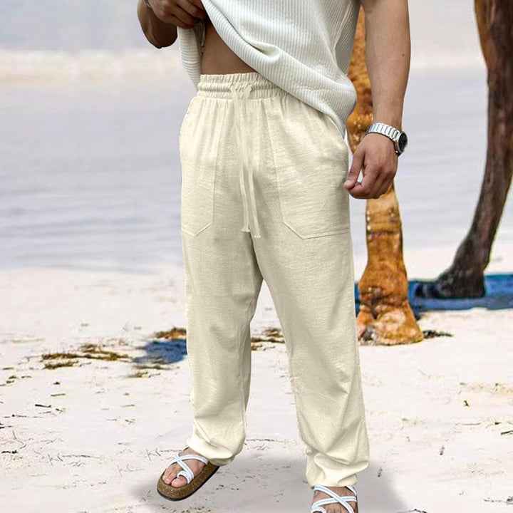 Casual men's linen summer pants with a breathable, lightweight design for ultimate comfort in warm weather.