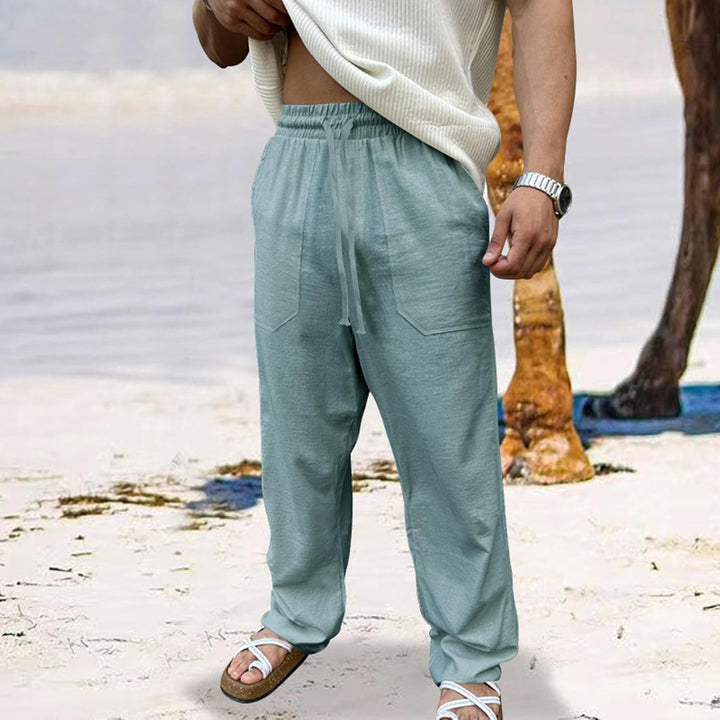 Casual men's linen summer pants with a breathable, lightweight design for ultimate comfort in warm weather.