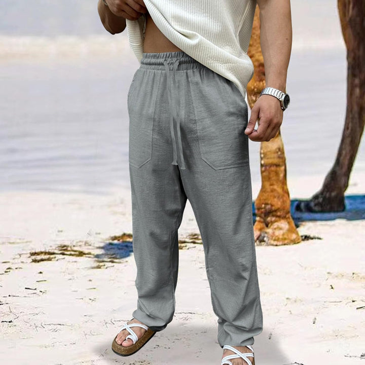 Casual men's linen summer pants with a breathable, lightweight design for ultimate comfort in warm weather.