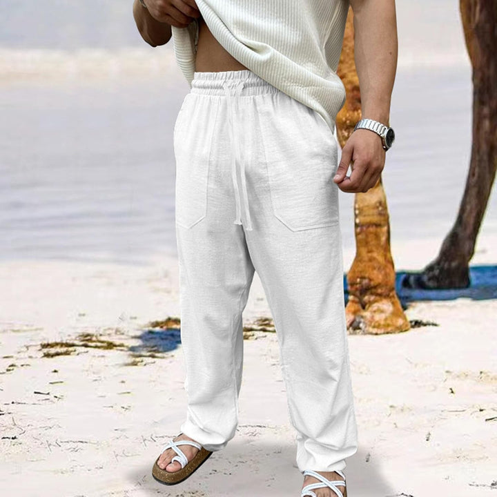 Casual men's linen summer pants with a breathable, lightweight design for ultimate comfort in warm weather.