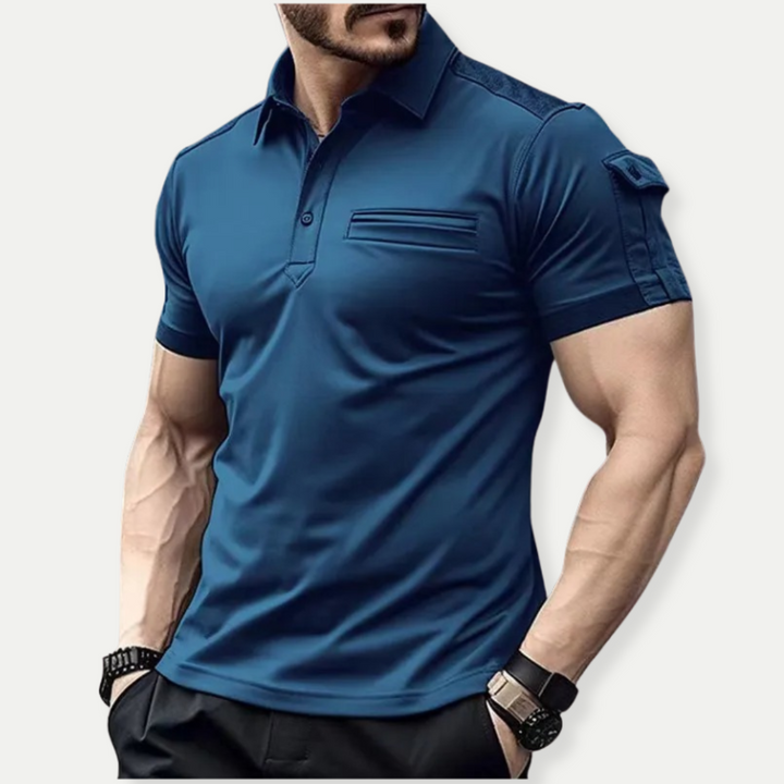 Casual muscle polo shirt with a slim-fit design and breathable material, ideal for summer days and casual outings.