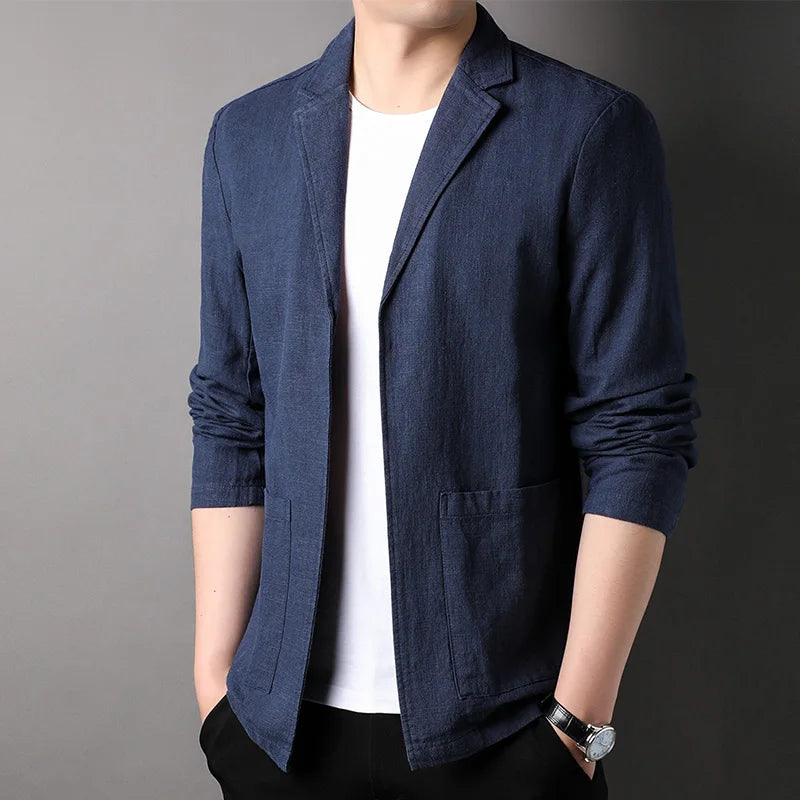Classic men's blazer jacket ideal for Autumn, offering a tailored fit, comfort, and versatile style for casual and formal looks.