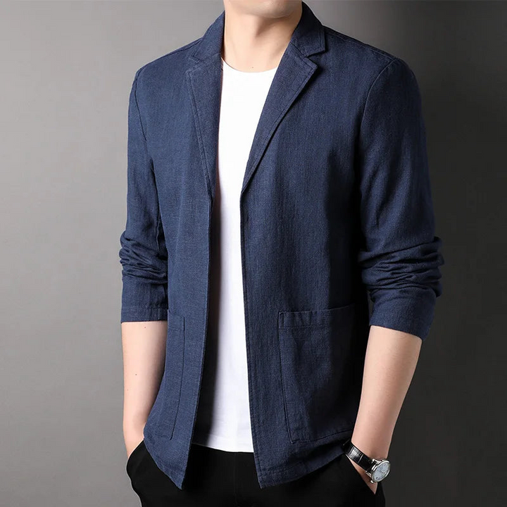 Classic men's blazer jacket ideal for Autumn, offering a tailored fit, comfort, and versatile style for casual and formal looks.