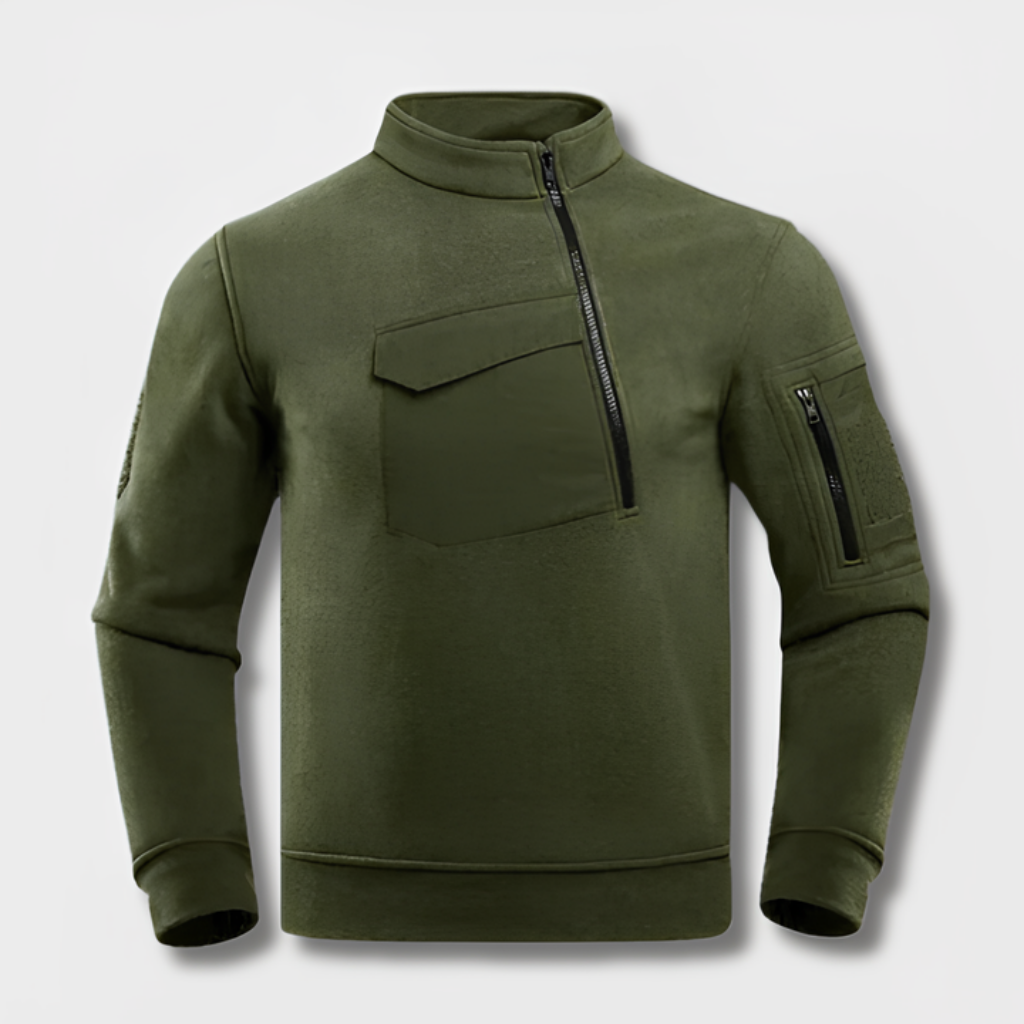  Classic tactical fleece jacket for autumn with warm insulation, utility pockets, and a sleek, rugged design.