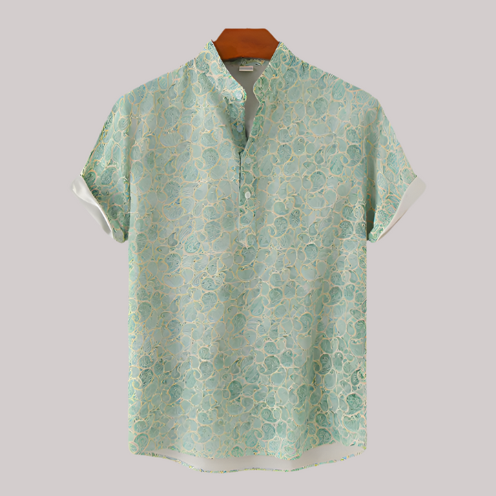 Colorful floral summer shirt for men, perfect for casual and beach settings.