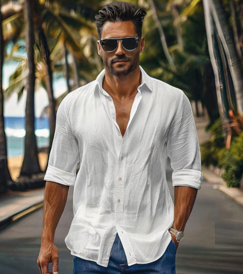 Comfortable cotton-linen men’s shirt ideal for staying cool and stylish on summer days









