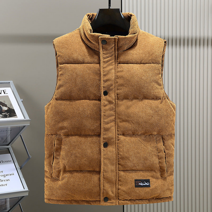 Comfortable sleeveless jacket for men, ideal for autumn days with lightweight insulation and modern casual style.