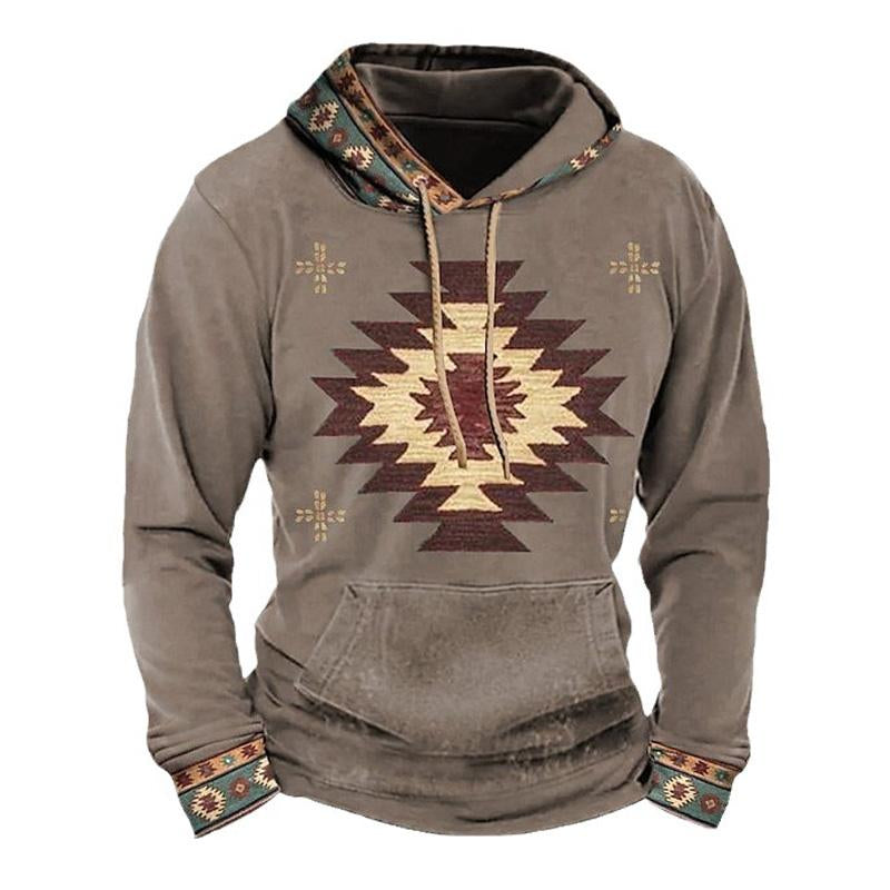 Cozy vintage hooded autumn sweater, designed for warmth and comfort during the autumn season.