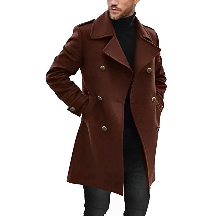 Elegant men's coat with tailored design and warm, breathable fabric—ideal for stylish autumn outerwear.









