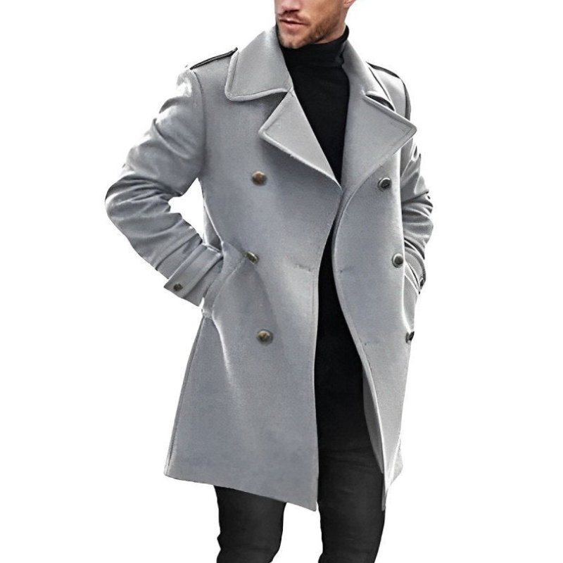 Elegant men's coat with tailored design and warm, breathable fabric—ideal for stylish autumn outerwear.








