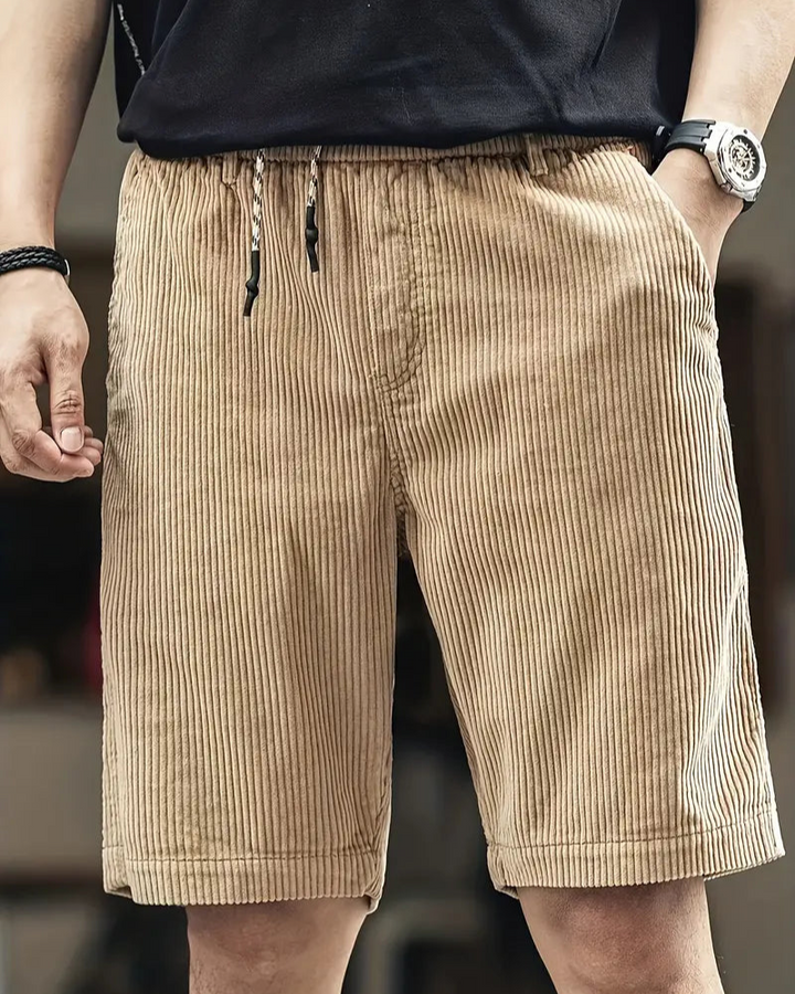Elegant corduroy cargo shorts for men with soft fabric, multiple pockets, and a relaxed fit—perfect for stylish and comfortable summer days.
