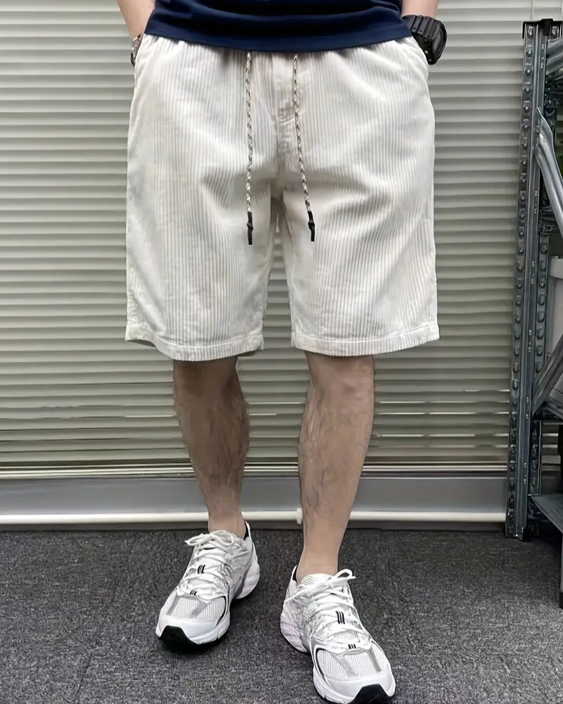 Elegant corduroy cargo shorts for men with soft fabric, multiple pockets, and a relaxed fit—perfect for stylish and comfortable summer days.