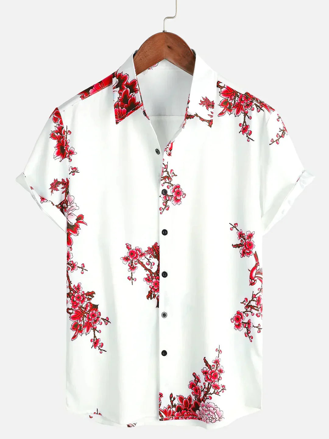 Elegant floral summer shirt for men with a lightweight, breathable fabric, ideal for summer days.
