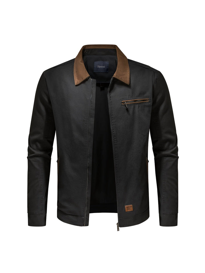 Elegant leather jacket for men with premium finish, tailored fit, and warm lining, ideal for autumn days.
