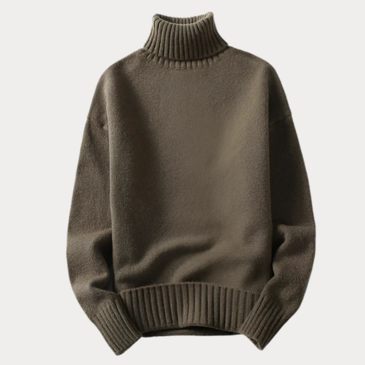 Elegant men's turtleneck sweater with soft fabric and stylish fit, perfect for effortless sophistication on autumn days.
