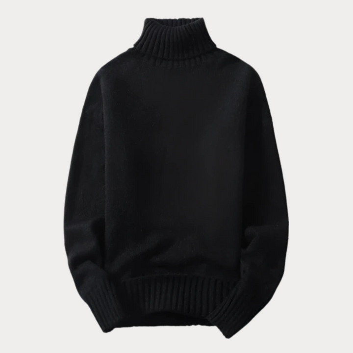 Elegant men's turtleneck sweater with soft fabric and stylish fit, perfect for effortless sophistication on autumn days.