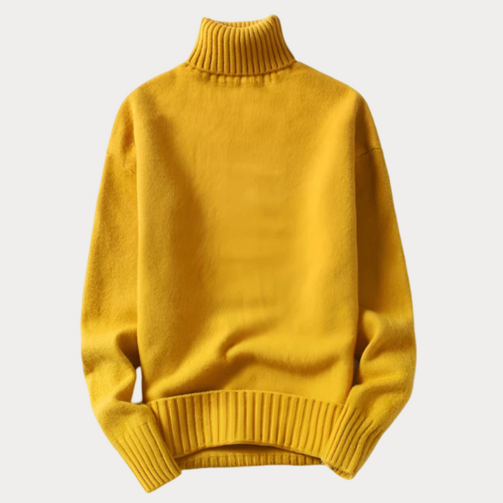 Elegant men's turtleneck sweater with soft fabric and stylish fit, perfect for effortless sophistication on autumn days.