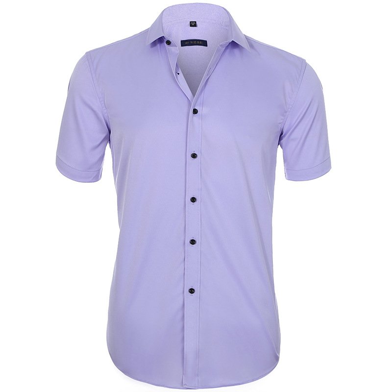 Men's anti-wrinkle business shirt with breathable fabric, ideal for professional and summer wear.