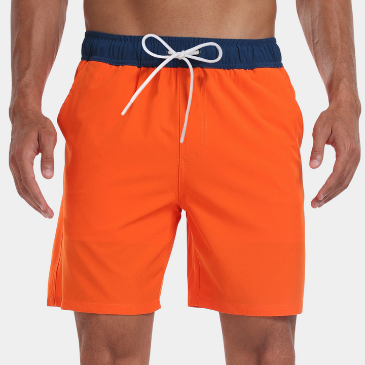 Men's casual swim shorts with quick-dry fabric and adjustable waistband, ideal for beach and pool days.