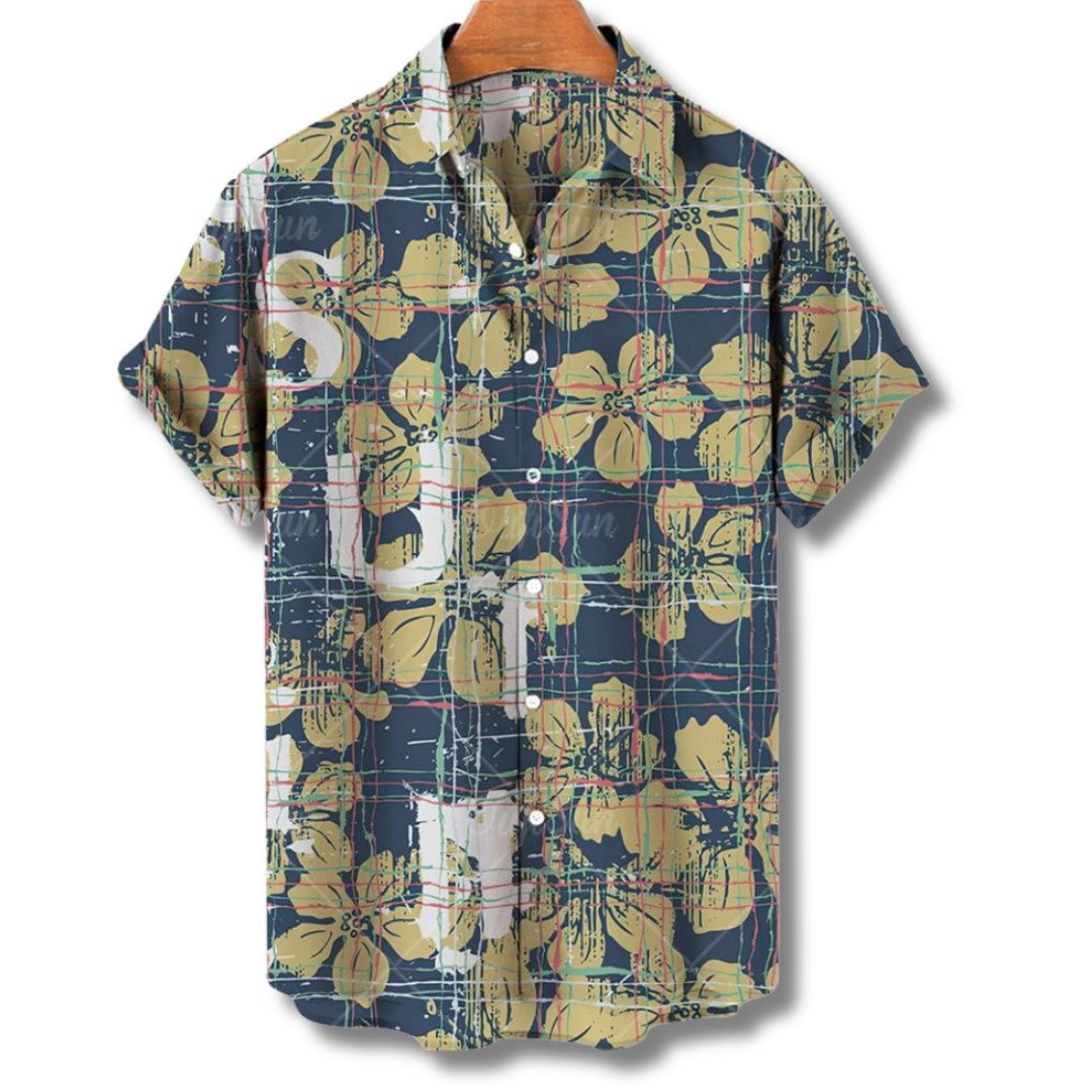 Men’s classic floral Hawaiian summer shirt with a lightweight, breathable fabric and tropical design, ideal for summer days.