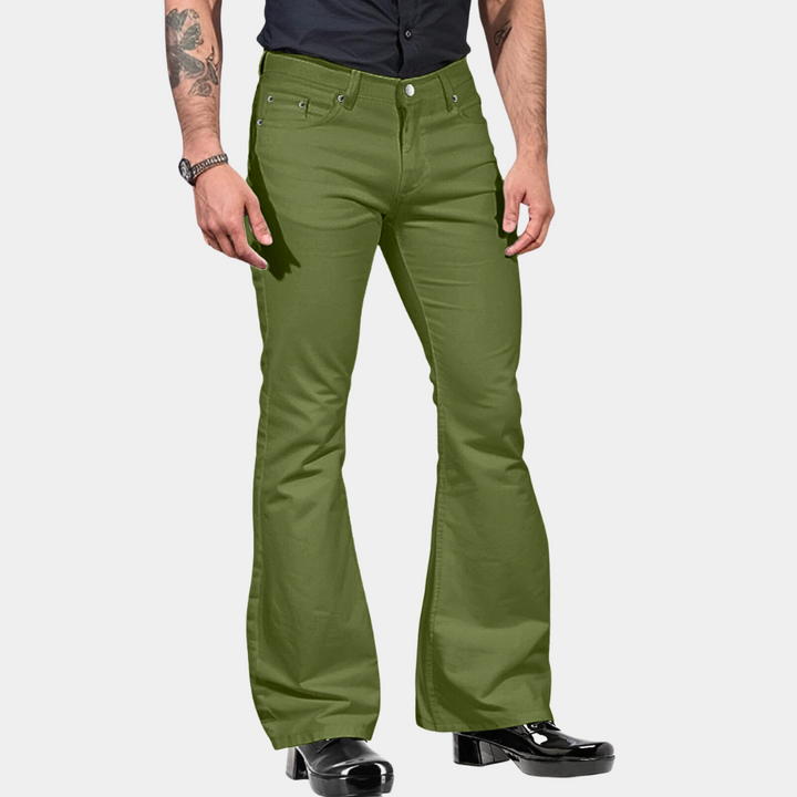 Men's classic vintage flared summer pants with a breathable, lightweight design, perfect for warm-weather comfort and retro style.