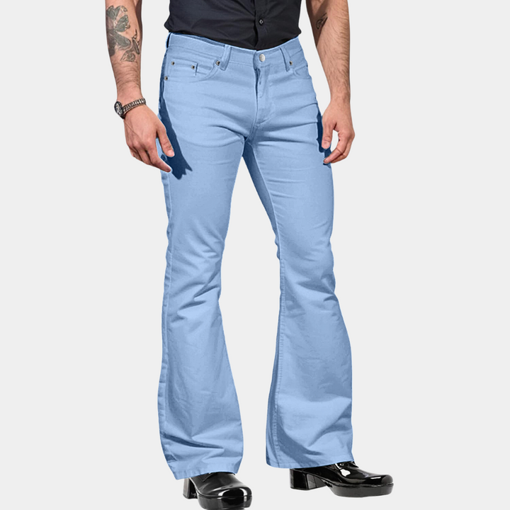 Men's classic vintage flared summer pants with a breathable, lightweight design, perfect for warm-weather comfort and retro style.