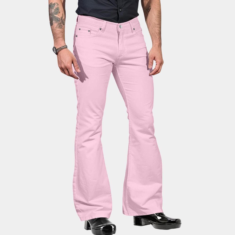 Men's classic vintage flared summer pants with a breathable, lightweight design, perfect for warm-weather comfort and retro style.