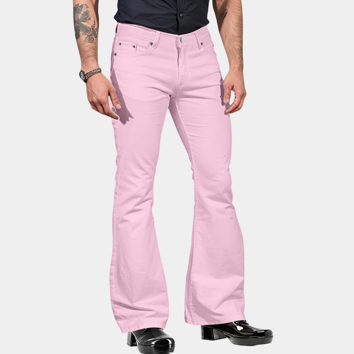 Men's classic vintage flared summer pants with a breathable, lightweight design, perfect for warm-weather comfort and retro style.