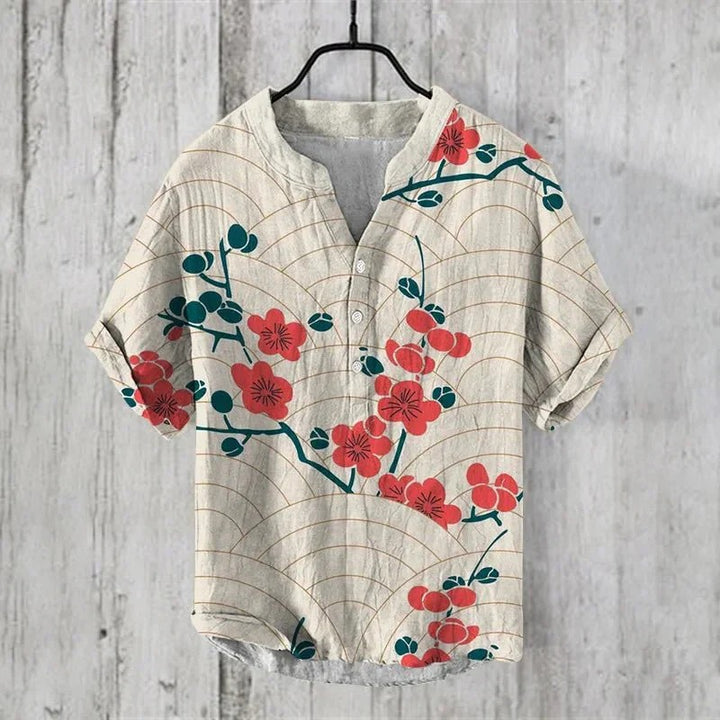 Men's comfortable linen summer shirt with breathable, lightweight fabric and a relaxed fit for warm days.
