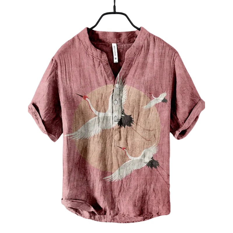 Men's comfortable linen summer shirt with breathable, lightweight fabric and a relaxed fit for warm days.
