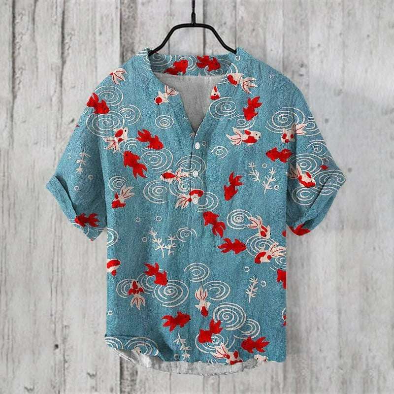Men's comfortable linen summer shirt with breathable, lightweight fabric and a relaxed fit for warm days.