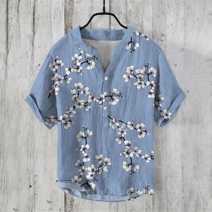 Men's comfortable linen summer shirt with breathable, lightweight fabric and a relaxed fit for warm days.