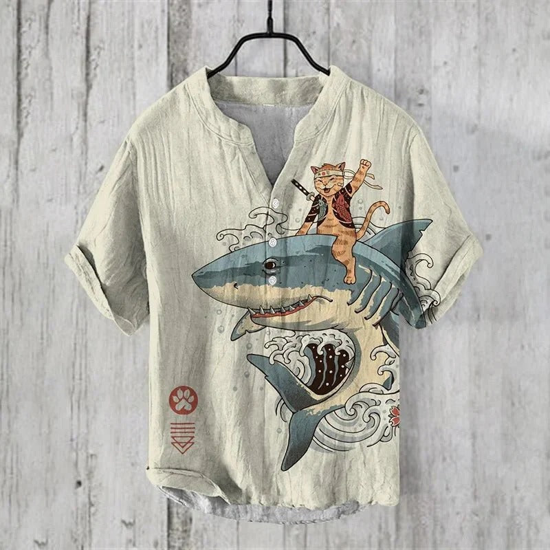 Men's comfortable linen summer shirt with breathable, lightweight fabric and a relaxed fit for warm days.