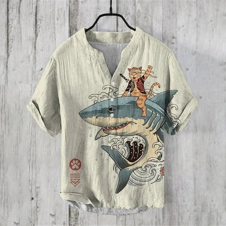 Men's comfortable linen summer shirt with breathable, lightweight fabric and a relaxed fit for warm days.