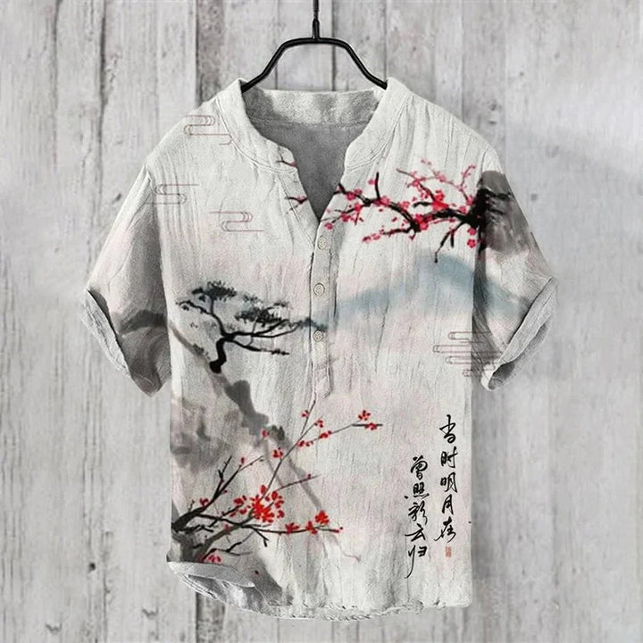 Men's comfortable linen summer shirt with breathable, lightweight fabric and a relaxed fit for warm days.