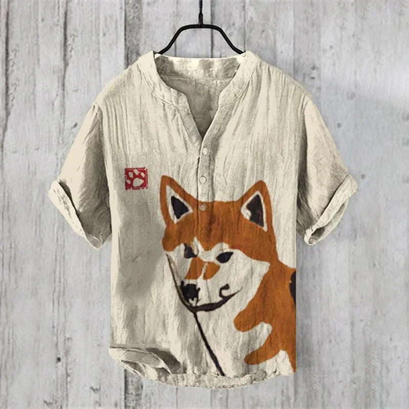 Men's comfortable linen summer shirt with breathable, lightweight fabric and a relaxed fit for warm days.