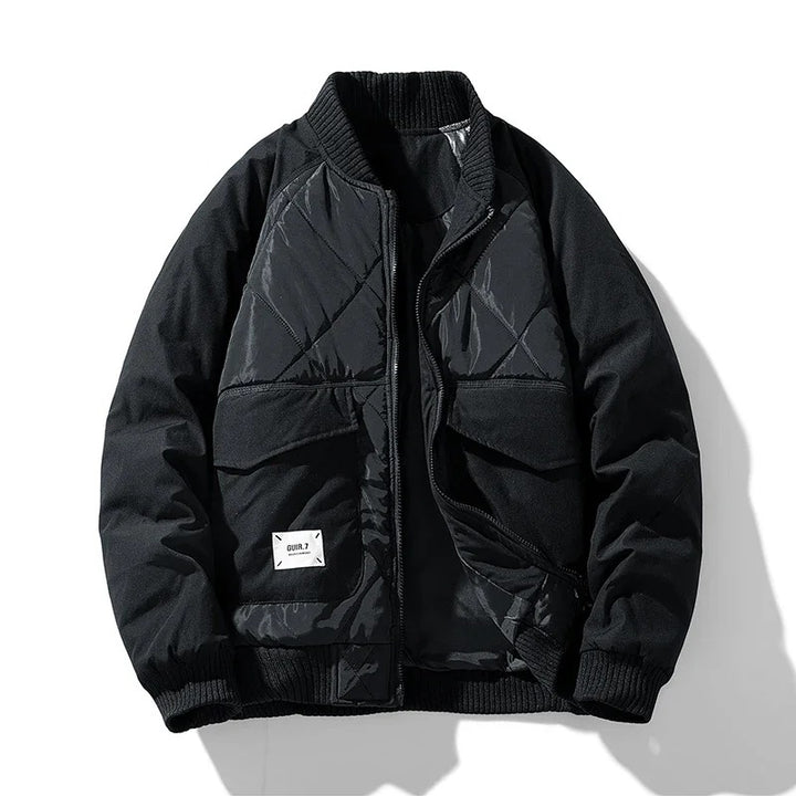 Men's durable quilted bomber jacket with lightweight warmth, ideal for autumn days.







