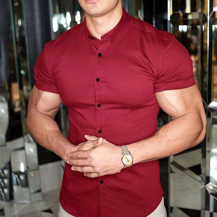 Men's elegant button-down summer shirt, breathable and stylish for warm weather comfort.








