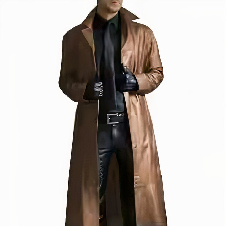 
Men’s elegant long leather coat ideal for stylish Autumn days















