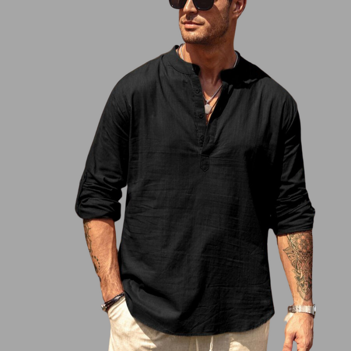 Men's elegant long sleeves summer shirt with breathable, lightweight fabric, ideal for warm-weather sophistication and comfort.









