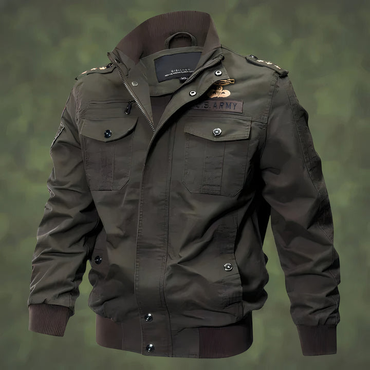 Men's elegant military jacket with a structured fit, perfect for autumn days and stylish outings.








