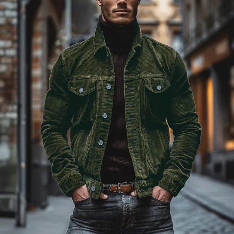 Man wearing an elegant vintage jacket, ideal for timeless autumn style and everyday sophistication