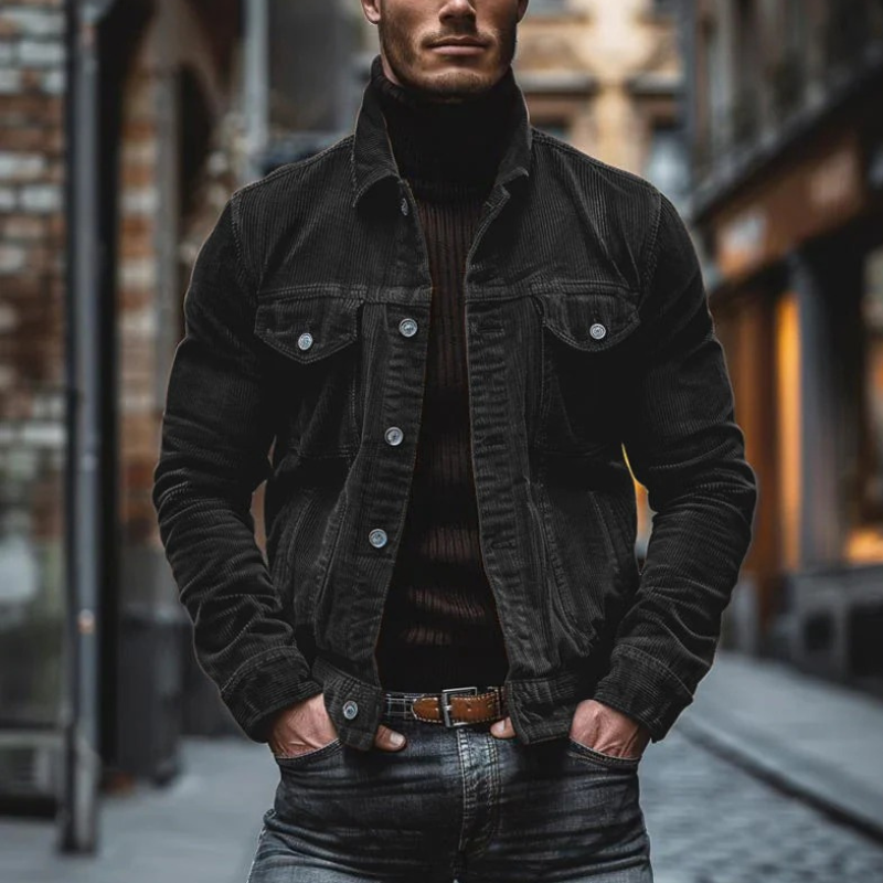 Man wearing an elegant vintage jacket, ideal for timeless autumn style and everyday sophistication