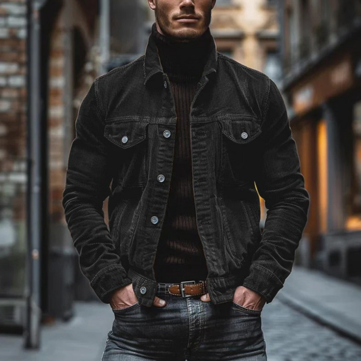 Man wearing an elegant vintage jacket, ideal for timeless autumn style and everyday sophistication