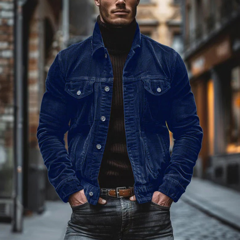 Man wearing an elegant vintage jacket, ideal for timeless autumn style and everyday sophistication